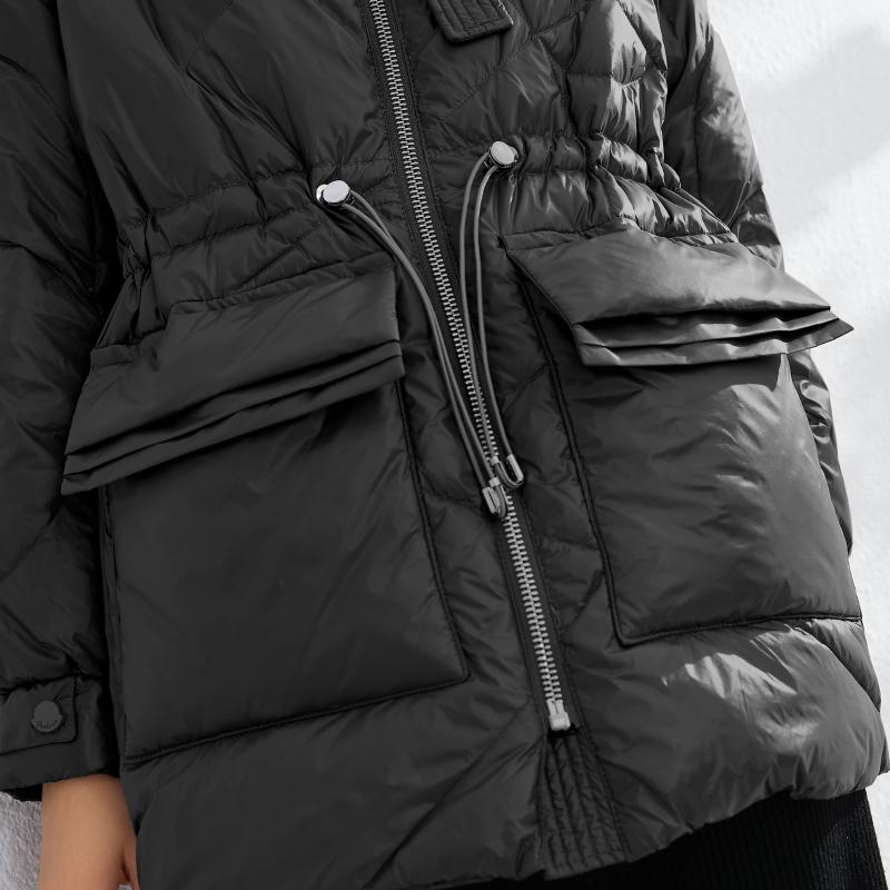 Pure Winter Lightweight Down Jacket Women Thick Warm Batwing Long Sleeve Loose Doudoune Pocket Ultra Light Duck Down