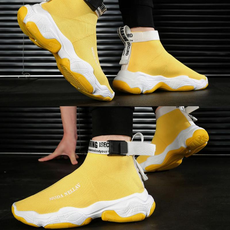 Men's High Top Sneakers Korean Style Trendy All-match Socks Shoes Teen Student Trendy Shoes