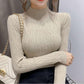 Autumn Winter Knitted High Neck Sweater Women's Solid Color Stretch Slim Bottoming Shirt All-mach Wrinkle Pullover Jumper Top