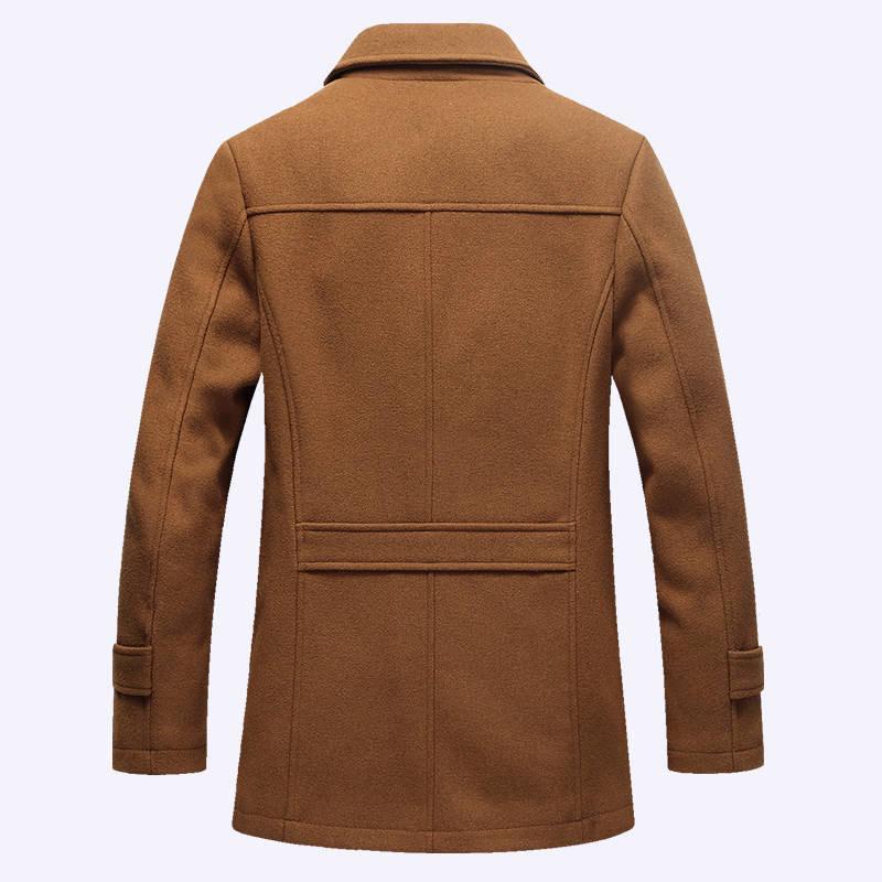 Men Winter Woolen Coat Men's Cotton-padded Wool Blends Woolen Pea Coat Male Trench Coat Overcoat