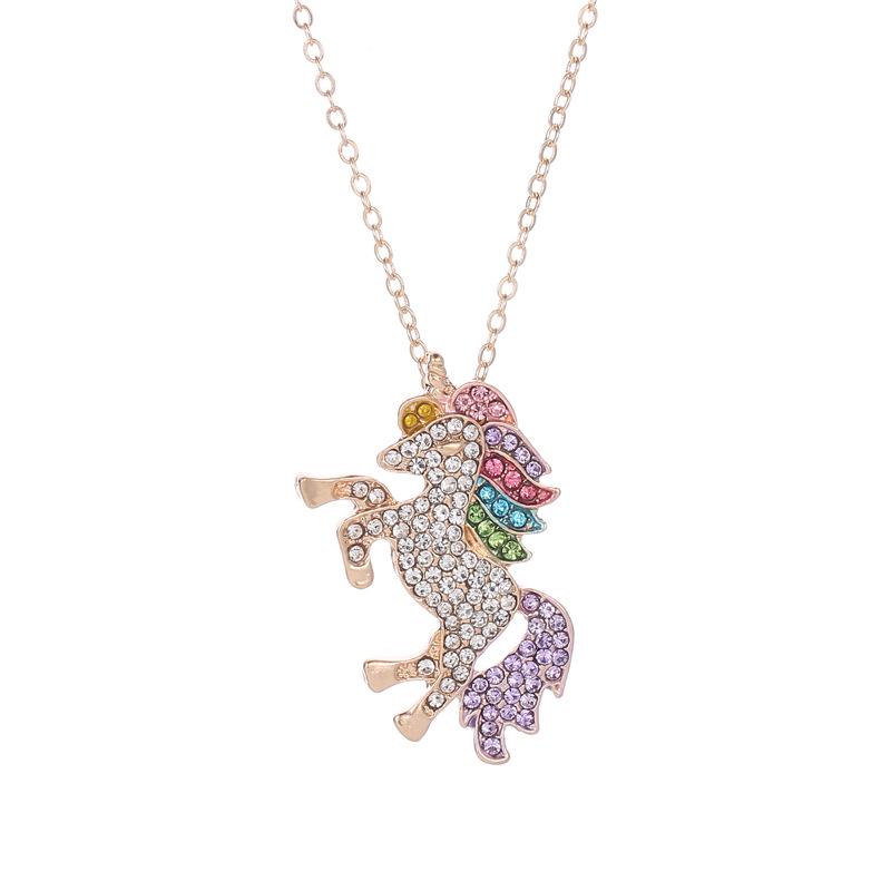 Unicorn Necklace Color Micro-encrusted Pony Necklace