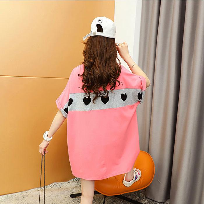 Women Loose  T-shirt Dress Girl Loose O-Neck Casual Long Big Home Comfort Outer Convenient