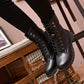 Men and Women Plus Velvet Ankle Boots Shoes Winter PU Leather Shoes Couple Casual Martin Boots  Round Head Military Boots Unisex