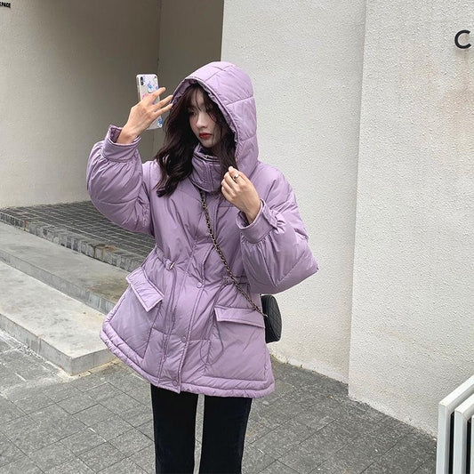 Winter Short Purple Cotton-padded Jacket Women's Loose Down Cotton-padded Jacket Student Bread Jacket
