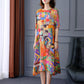 Women's Summer Dress Round Neck Skirt Women's Plus Size Printed Mid Length A-Line Skirt