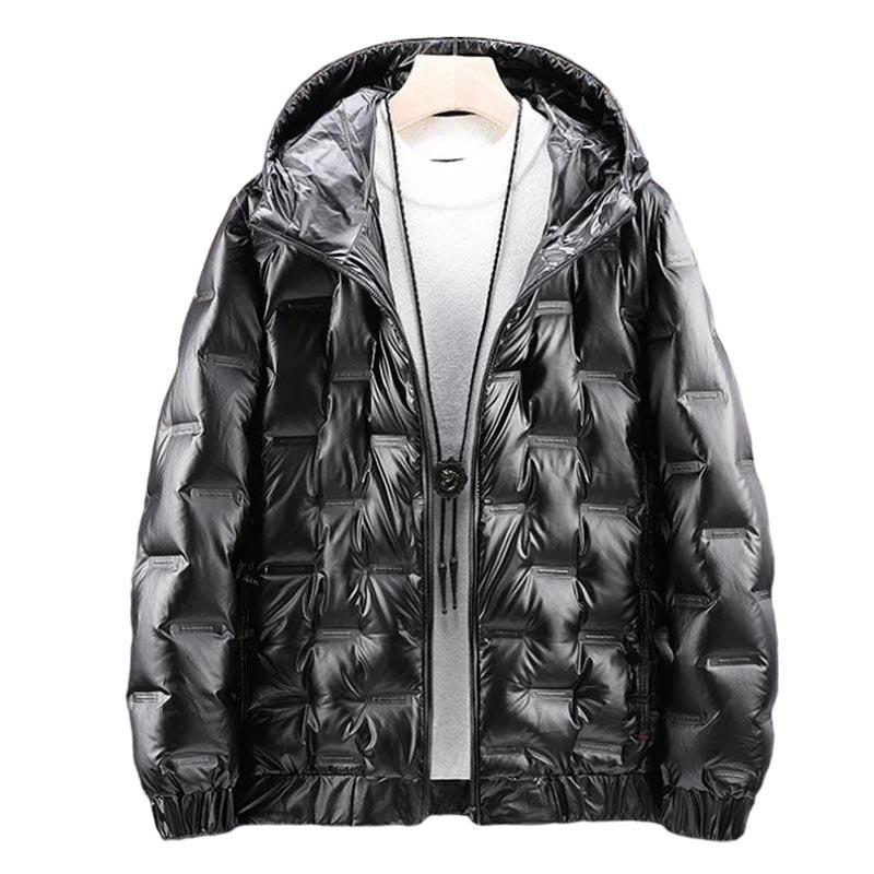 Winter Hooded Down Jacket Short Thick Warm Jacket Shiny Simple and Versatile Winter Clothes