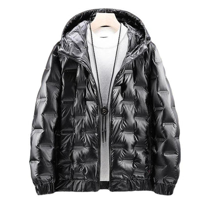 Winter Hooded Down Jacket Short Thick Warm Jacket Shiny Simple and Versatile Winter Clothes