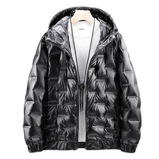 Winter Hooded Down Jacket Short Thick Warm Jacket Shiny Simple and Versatile Winter Clothes