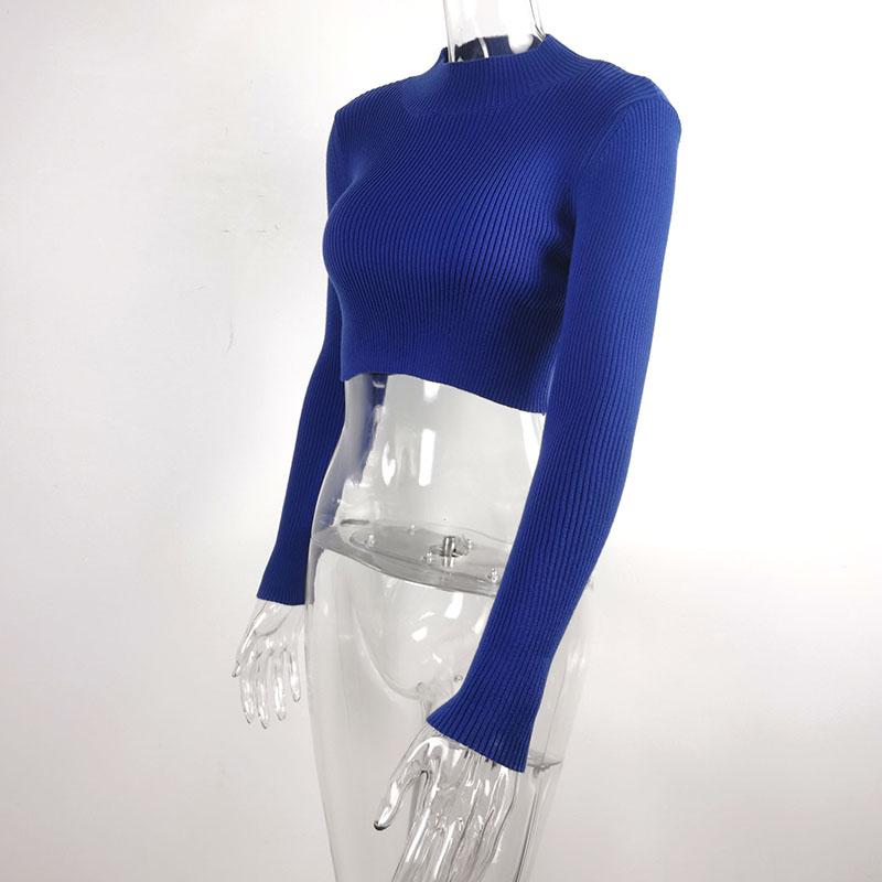 Sweater Women Half Turtleneck Pullover Sexy Short High Waist Knitwear European Style Top Trending Sweaters Green Sweater Jumper
