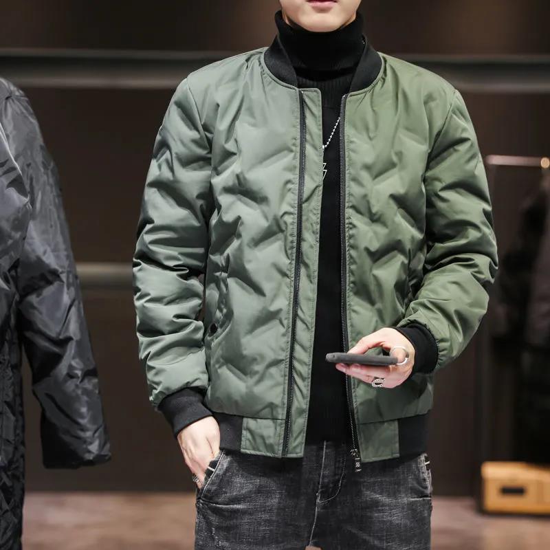 Winter Lightweight Down Jacket Men's Baseball Collar Short Slim Youth Trend Plus Size Thick Coat