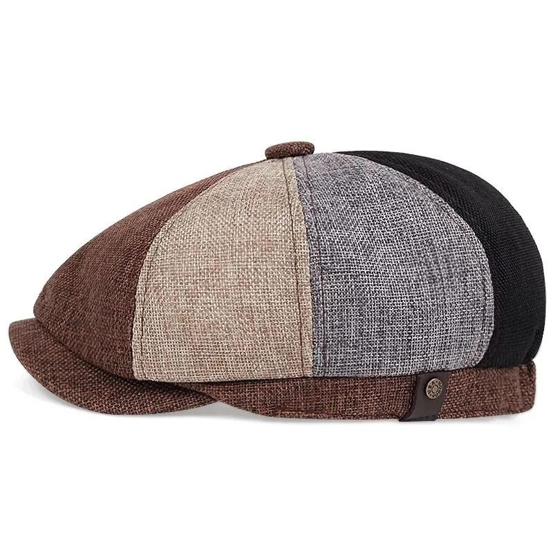 Spring and Autumn Men's Retro Casual Colorblocking and Solid Color Versatile Gentleman Beret Visor