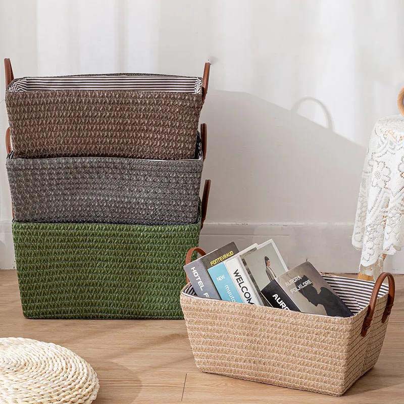 Household Woven Basket Large Size Dirty Clothes Storage Basket Toy Snack Storage Box