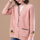 Spring and Autumn Cropped Cardigan Jacket with Knitted Solid Color Jacket and Casual V-neck Women's Jacket