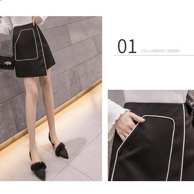 Women Sexy Split Fork A-line Hip Skirt Short Skirt Knee-length Zipper Elastic Waist Club Casual Home Office
