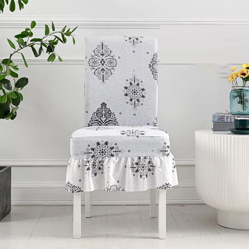 European-style Thickened High-end Elastic Chair Cover Four Seasons General Purpose Dining Table and Chair Cover Rectangular Fabric Chair Cover