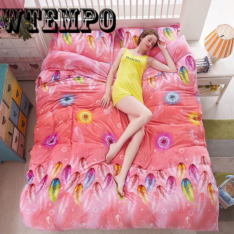 Cartoon Bedding Sets Geometric Pattern Bed Linings Duvet Cover Bed Sheet Pillowcases Cover