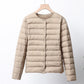 Women's Winter Solid Color Down Jacket Ultra Light Duck Down Coat Female Autumn Slim Oversized Round Collar Short Jacket