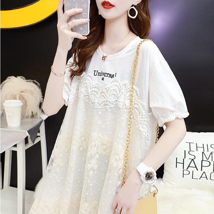 S-XXXL Lace Women's Summer Dress Short Sleeve Round Neck Daily Wear Office Dating Party