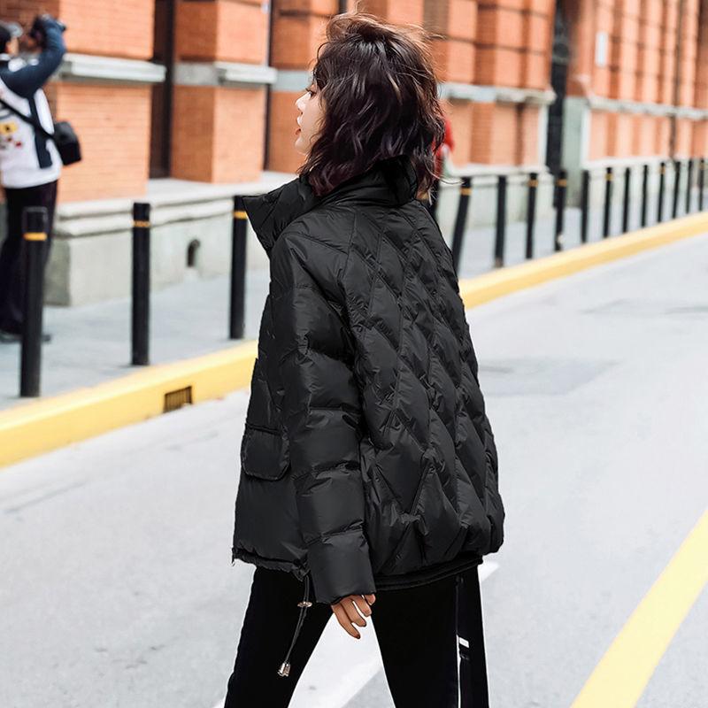 Bright Face Stand-up Collar Capless Down Jacket Loose Bread Jacket Women's Wild Short Winter Loose Warmth Thick Cotton Jacket