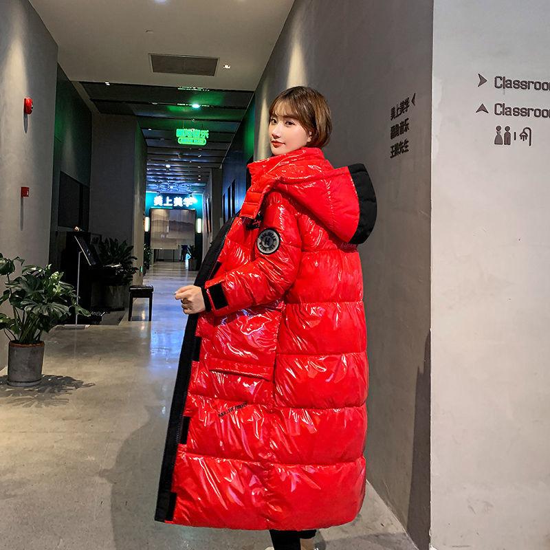 Glossy Wash-free Winter Padded Coat Women's Mid-length Over-the-knee Loose Bread Coat Thick Padded Coat