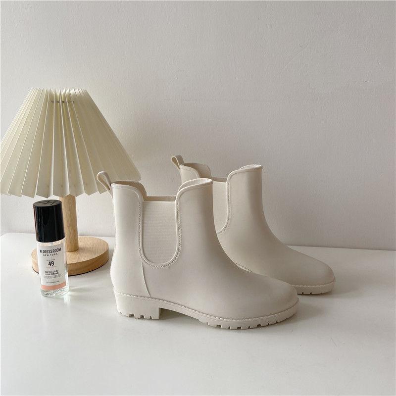 Rain Boots Female Mid-tube Martin Boots Water Shoes Non-slip Waterproof Wear-resistant Four Seasons All-match Solid Color Boots