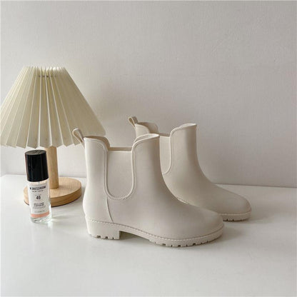 Rain Boots Female Mid-tube Martin Boots Water Shoes Non-slip Waterproof Wear-resistant Four Seasons All-match Solid Color Boots
