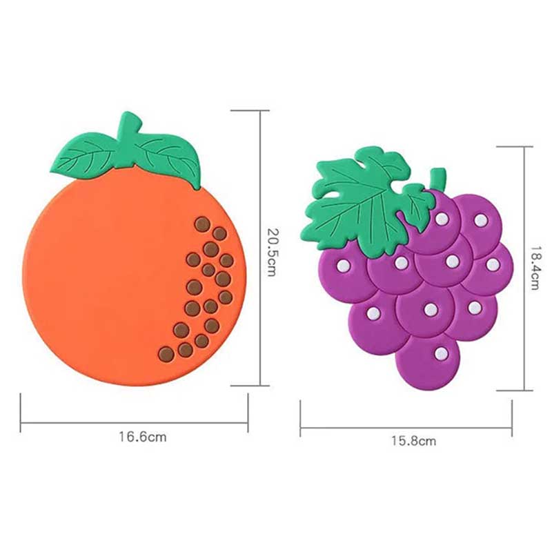 2pcs Cartoon Fruit Cute Table Mat Silicone Mat Non-slip Anti-scalding Coaster