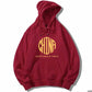 Burgundy Sweater Men's Hooded Sweatshirts Autumn Chinese Style Plus Velvet Loose Coming Year's Eve Couple Jacket Outerwear