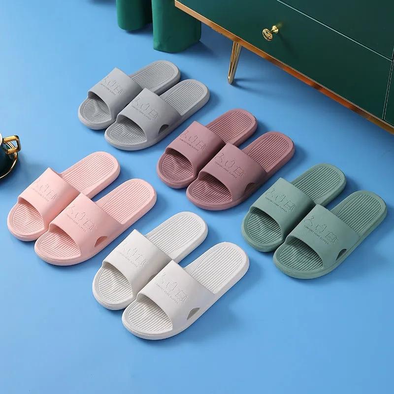 Unisex Large Size Solid Color Non-slip Home Bathroom Slippers Spring Summer Outdoor Casual Flat Slippers