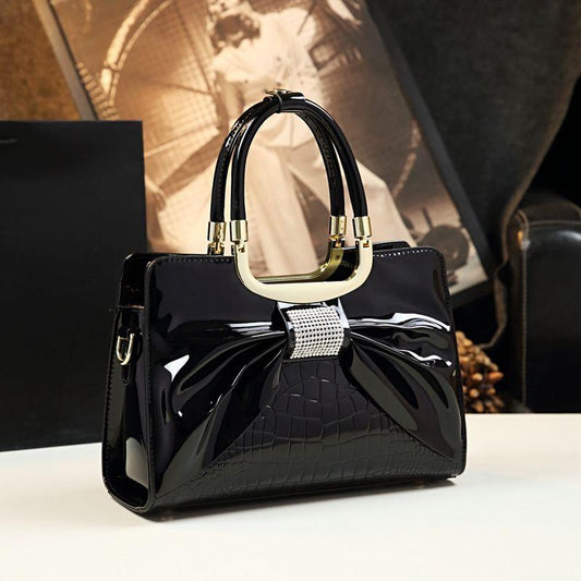 European and American Fashion Bow Leather Shoulder Messenger Handbag Middle-aged Ladies Bag
