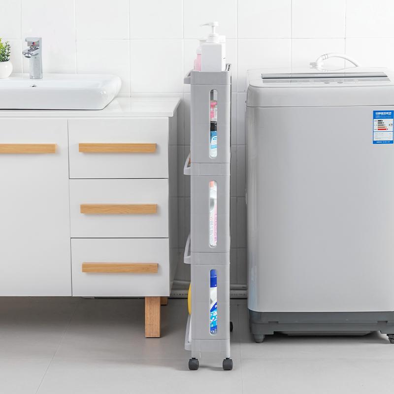 2/3/4 Layer Kitchen Storage Rack Fridge Side Shelf Removable with Wheels Bathroom Organizer Holder