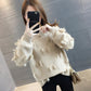 Autumn and Winter Tassel Knit Bottoming Shirt Round Neck Long Sleeve Loose Sweater All-match