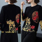 Women's High-end Cashmere Sweater Vintage Ethnic Printed Woollen Sweater  Knit Bottoming Sweater Autumn Winter Plus Size Loose Jumper