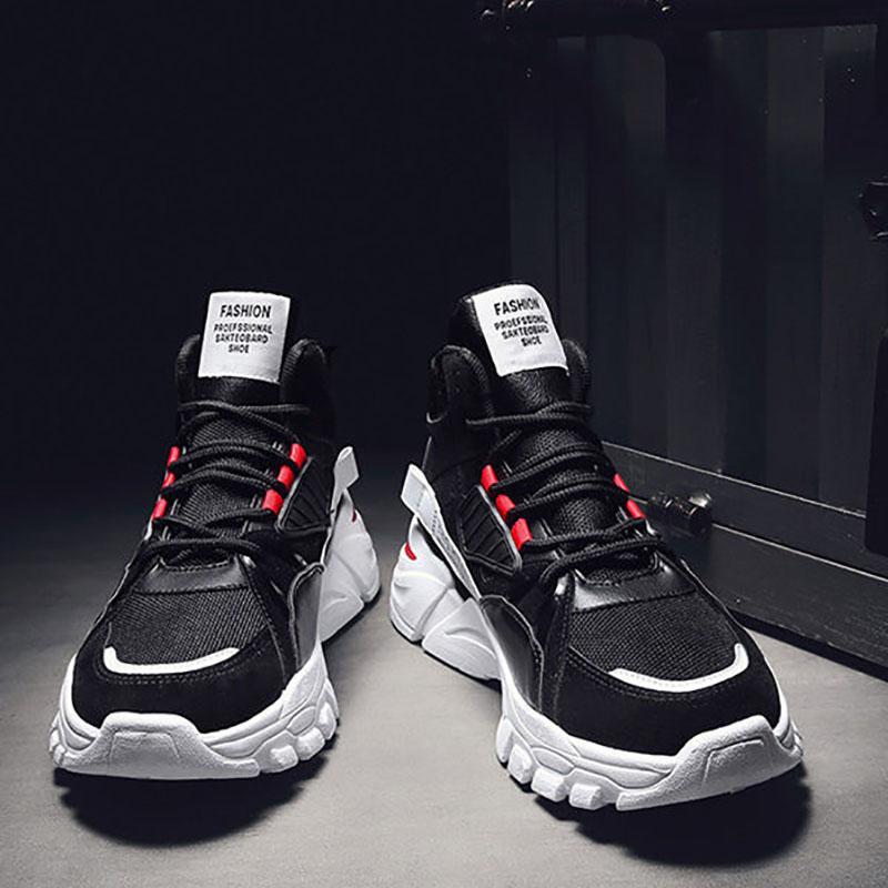 Spring Men's High-top Sports Shoes Men's All-match Height Increase Shoes Breathable Student Shoes Men