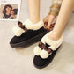 Snow Boots Women's Sleeve Short Boots Bow Hairy Shoes Bread Shoes Plus Velvet Cotton Shoes Autumn and Winter Women's Shoes