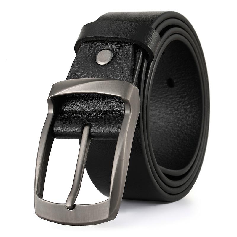 Genuine Leather Belt Men's Leather Casual Belt Waist Strap Alloy Pin Buckle Belt