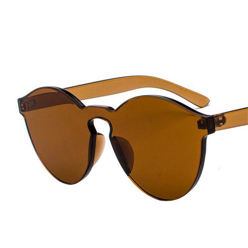 WTEMPO Rimless Transparent Colorful Oval Sunglasses Women Brand Deisgner Integrated Plastic Mens Sun