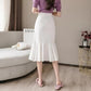 Women's Bow Knot Pleated Fishtail Skirt Irregular Solid Color All Match Professional Office Short Skirt