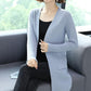 Autumn and Winter Wool Cardigan Sweater Large Size Medium and Long Loose Jacket Pure Color Simple Middle-aged Ladies Jacket