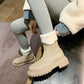 Snow Boots Women's Sheep Martin Boots Winter Plus Velvet Warm Thick-soled Boots Increased Round Toe British Short Boots