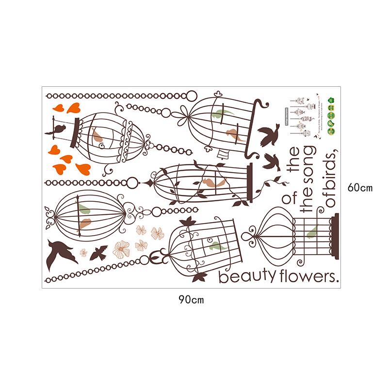 [sticker ]Modern Creative Bird Cage Wall Stickers Home Decor Living Room Window Sofa Tv Background