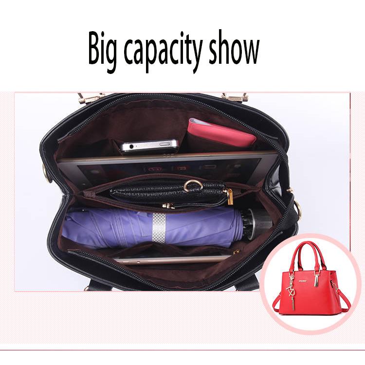 Leather bag Big capacity European and American style Shoulder Handbag Trendy wild Woman bag