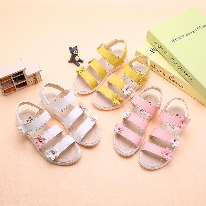 Girls Sandals Summer Children Sandals Korean Fashion Wild Flower Princess Shoes Baby Roman Shoes
