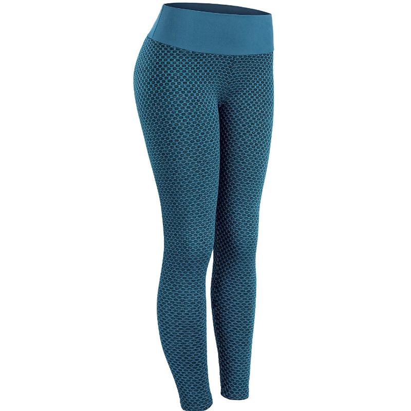Honeycomb Solid Color Ins Yoga Pants Peach Hip High Waist Sports Slim Tights Women