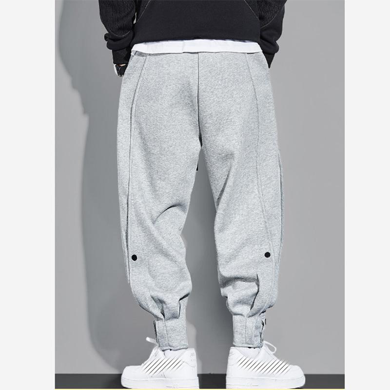 Solid Color Casual Sports Pants Men's Loose Beam Feet Handsome Button Sports Trousers Buttoned All-match Harem Overalls