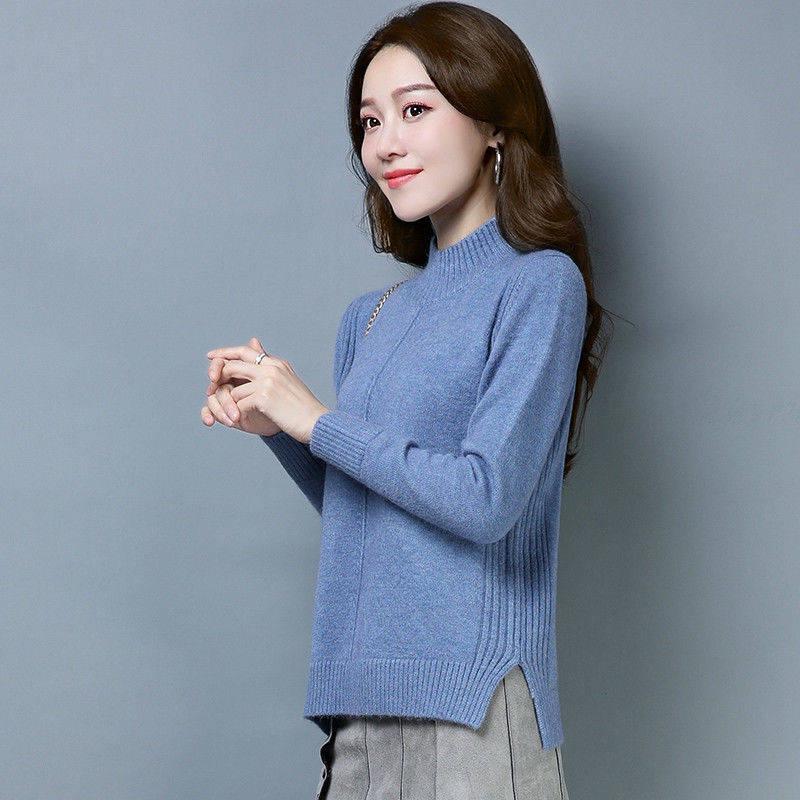 Sweater Women Autumn Winter Loose Casual Solid Color Sweater Long-sleeved Knitwear Women Short Sweater