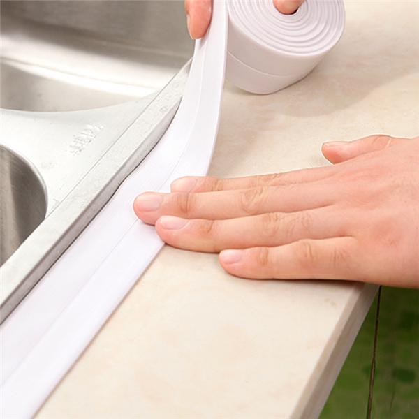 3.2m By 3.8cm PVC Sealing Strip Tape White Self Adhesive Waterproof Wall Sticker for Bathroom Kitchen
