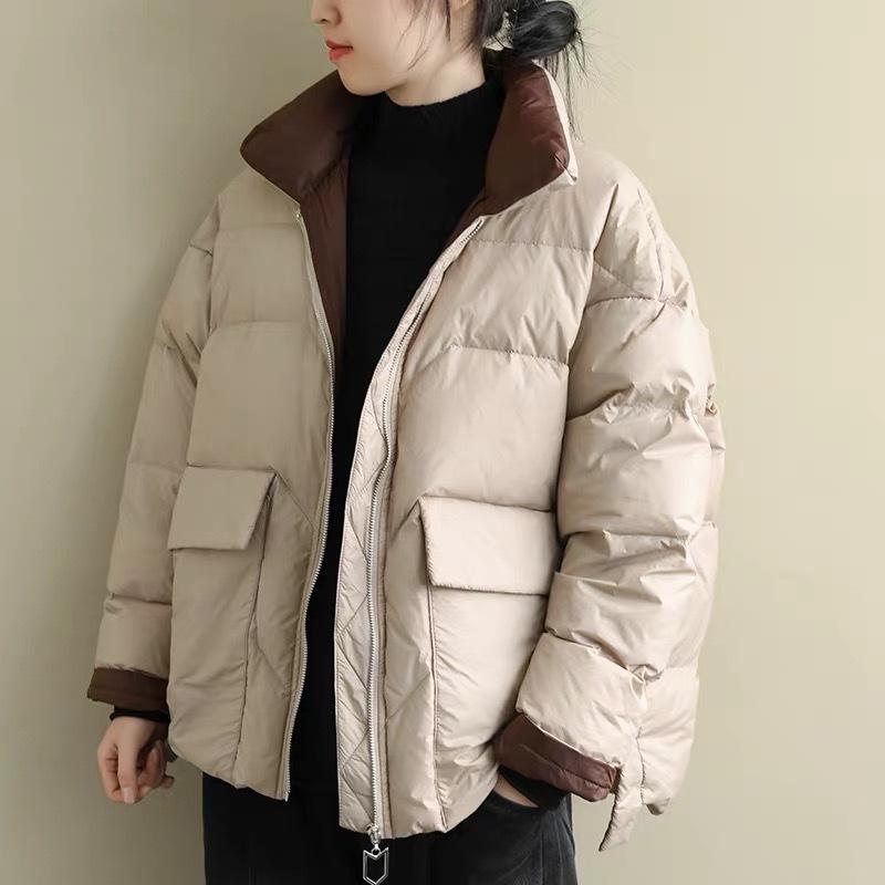 Pure Color Down Jacket Female White Duck Down Solid Color Down Jacket Short Toy Student Bread Jacket