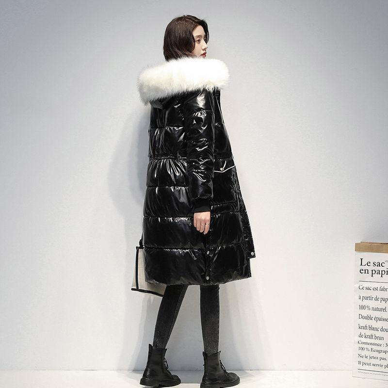 Down Padded Jacket Women's Long Section Over The Knee Winter Thickening Korean Version of Loose Shiny Cotton Jacket Ins Tide