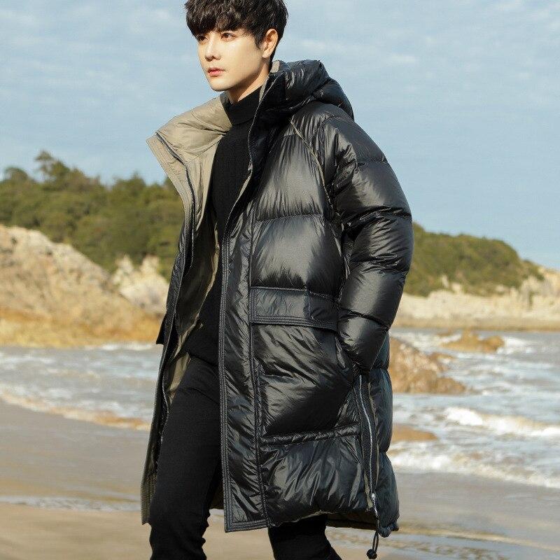 Men's Down Jacket Long Winter Youth Parka Coat Thick Coat Fashion 95% White Down Jacket